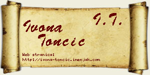 Ivona Tončić vizit kartica